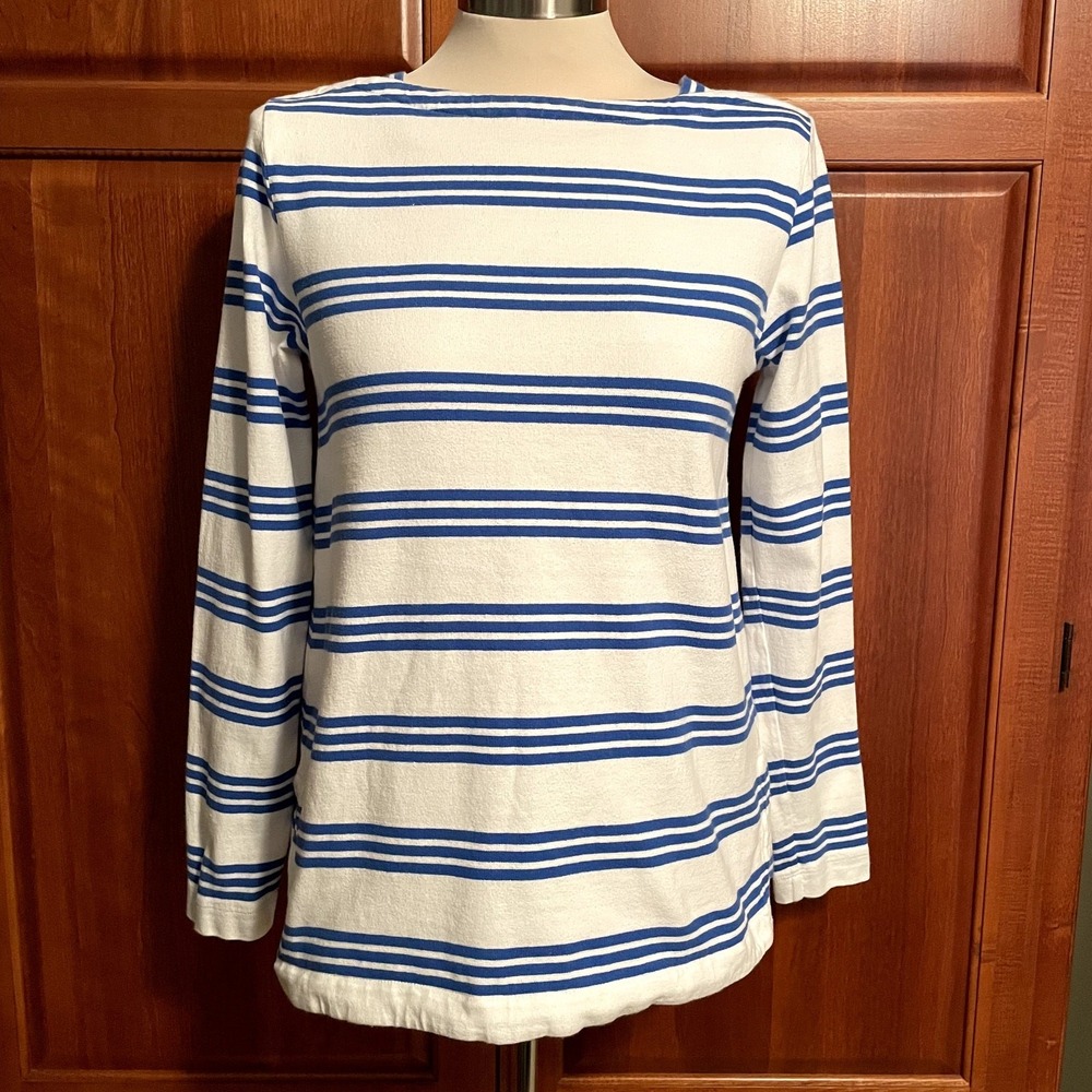 Vineyard Vines Blue White Striped Jersey Knit Long Sleeve Top Womens Small